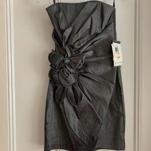 UNUSED Jessica McClintock Women's Size 2 Strapless Grey/Silver Dress